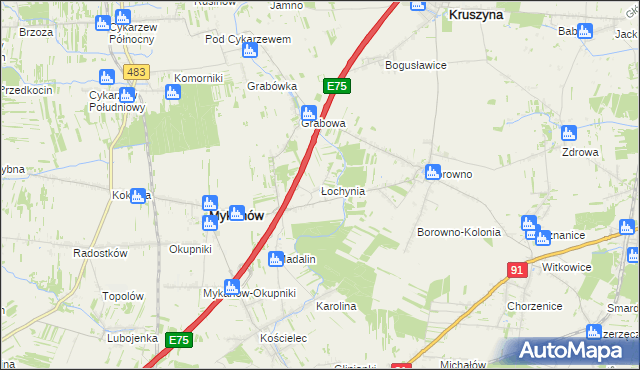 mapa Łochynia, Łochynia na mapie Targeo