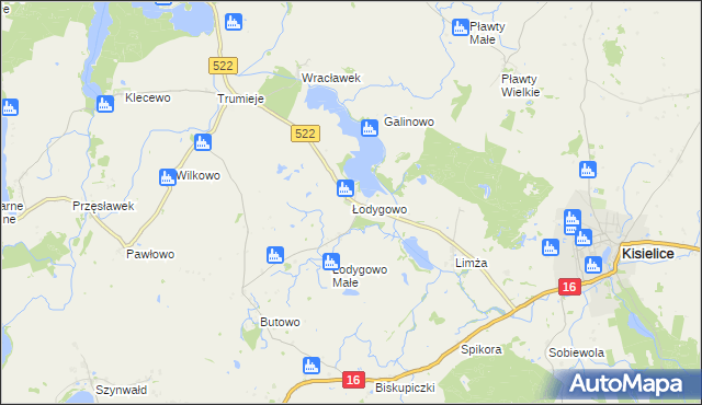 mapa Łodygowo gmina Kisielice, Łodygowo gmina Kisielice na mapie Targeo