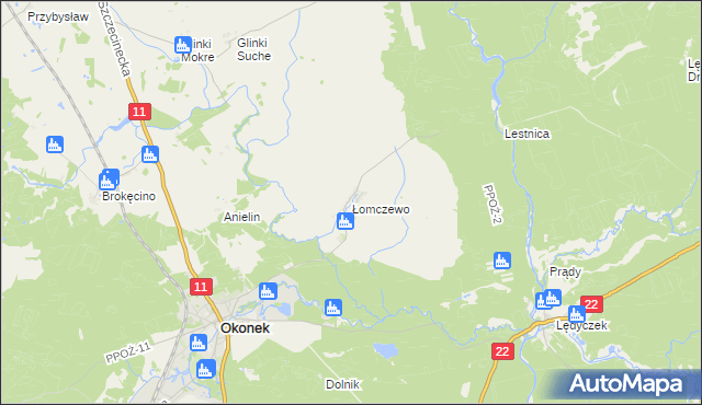 mapa Łomczewo, Łomczewo na mapie Targeo