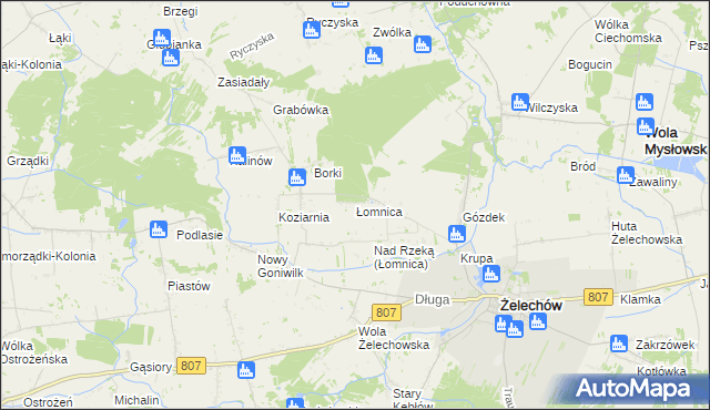 mapa Łomnica gmina Żelechów, Łomnica gmina Żelechów na mapie Targeo