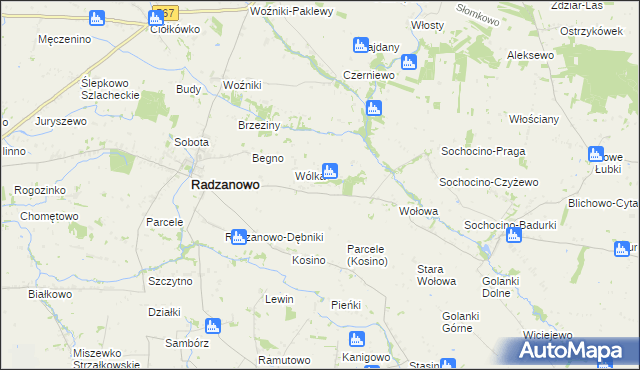 mapa Łoniewo gmina Radzanowo, Łoniewo gmina Radzanowo na mapie Targeo