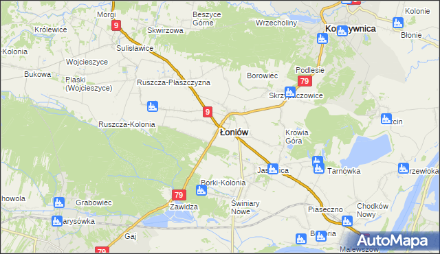 mapa Łoniów, Łoniów na mapie Targeo