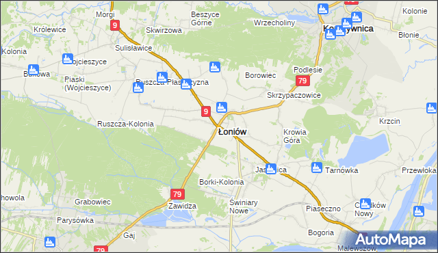 mapa Łoniów-Kolonia, Łoniów-Kolonia na mapie Targeo