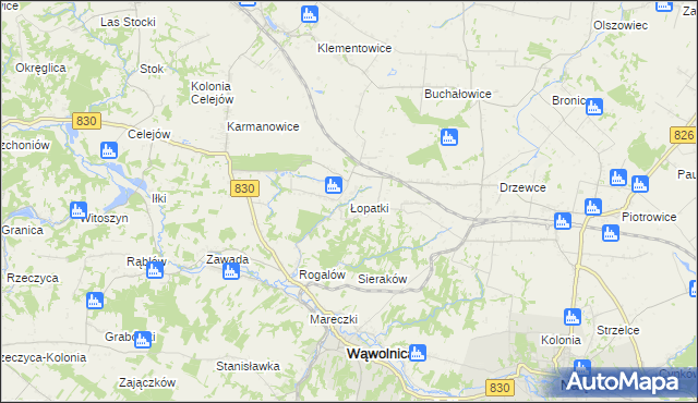 mapa Łopatki gmina Wąwolnica, Łopatki gmina Wąwolnica na mapie Targeo
