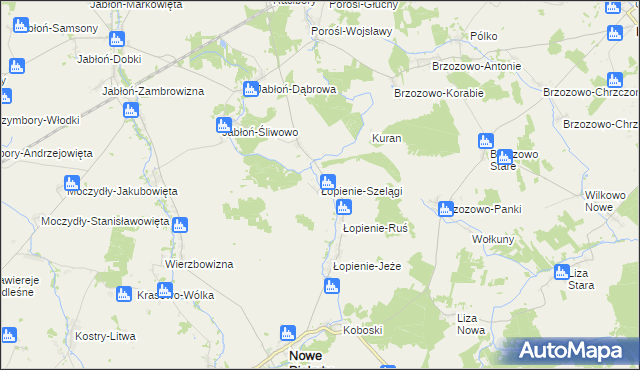 mapa Łopienie-Szelągi, Łopienie-Szelągi na mapie Targeo