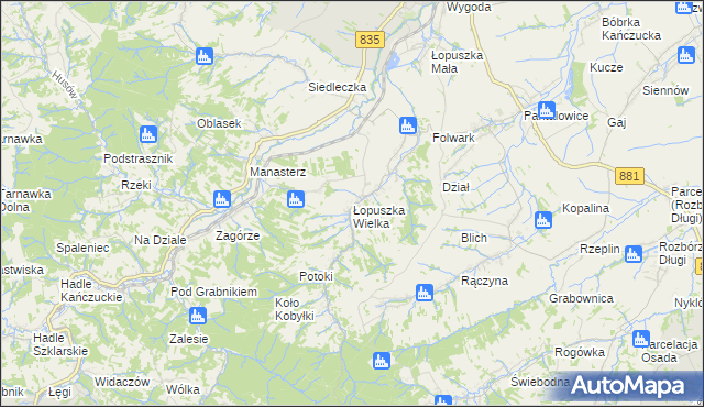 mapa Łopuszka Wielka, Łopuszka Wielka na mapie Targeo