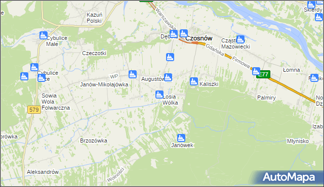 mapa Łosia Wólka, Łosia Wólka na mapie Targeo