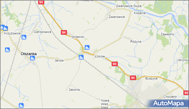 mapa Łosiów, Łosiów na mapie Targeo