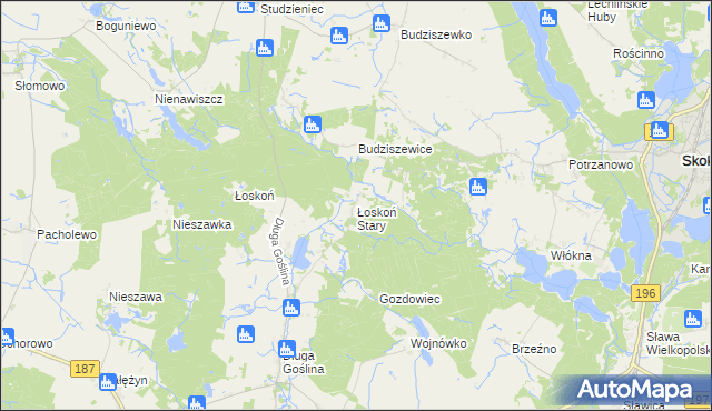 mapa Łoskoń Stary, Łoskoń Stary na mapie Targeo
