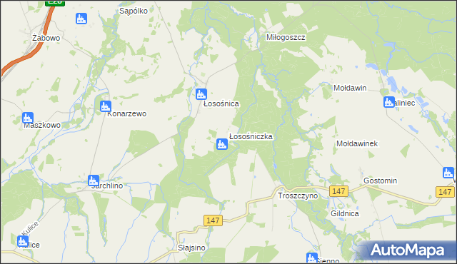 mapa Łosośniczka, Łosośniczka na mapie Targeo