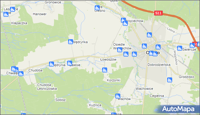 mapa Łowoszów, Łowoszów na mapie Targeo