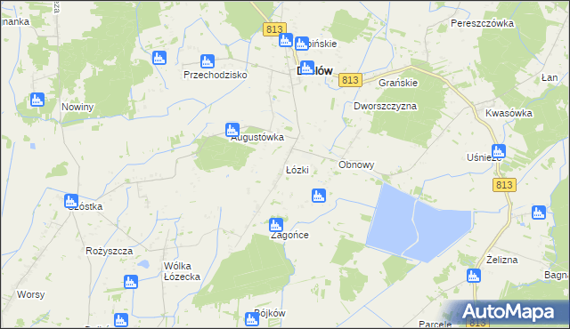 mapa Łózki, Łózki na mapie Targeo