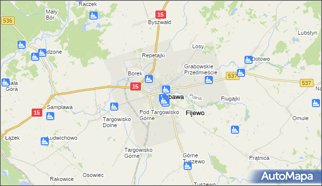 mapa Lubawa, Lubawa na mapie Targeo