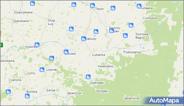 mapa Łubianka gmina Janów, Łubianka gmina Janów na mapie Targeo