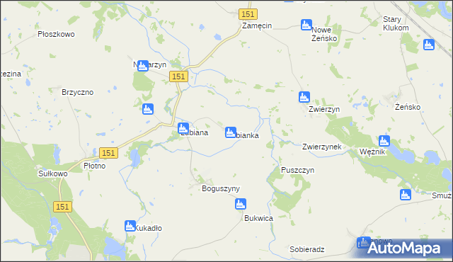 mapa Lubianka gmina Pełczyce, Lubianka gmina Pełczyce na mapie Targeo