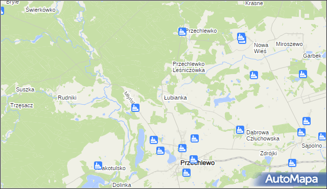 mapa Łubianka gmina Przechlewo, Łubianka gmina Przechlewo na mapie Targeo