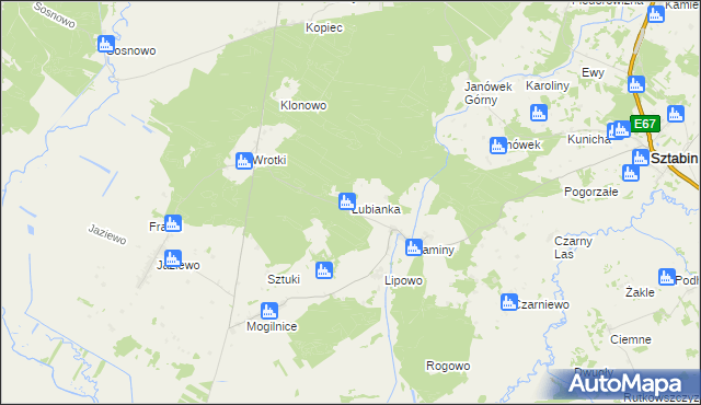 mapa Łubianka gmina Sztabin, Łubianka gmina Sztabin na mapie Targeo