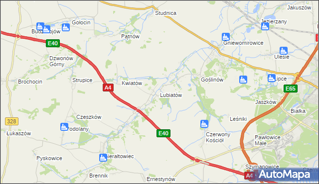 mapa Lubiatów gmina Złotoryja, Lubiatów gmina Złotoryja na mapie Targeo