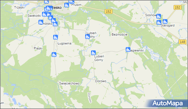 mapa Lubień Górny, Lubień Górny na mapie Targeo