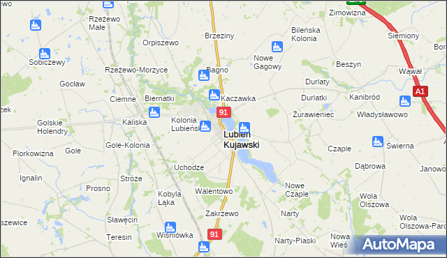 mapa Lubień Kujawski, Lubień Kujawski na mapie Targeo