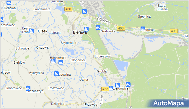 mapa Lubieszów gmina Bierawa, Lubieszów gmina Bierawa na mapie Targeo