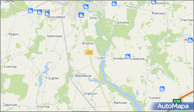 mapa Lubin gmina Gryfice, Lubin gmina Gryfice na mapie Targeo