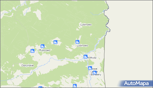 mapa Lubinowo gmina Lipsk, Lubinowo gmina Lipsk na mapie Targeo
