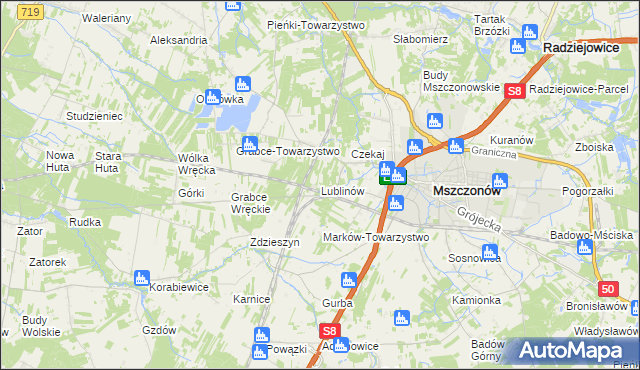 mapa Lublinów, Lublinów na mapie Targeo