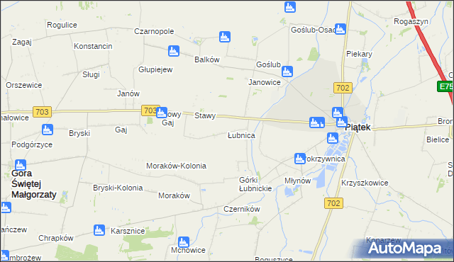 mapa Łubnica gmina Piątek, Łubnica gmina Piątek na mapie Targeo