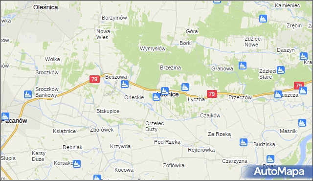 mapa Łubnice powiat staszowski, Łubnice powiat staszowski na mapie Targeo