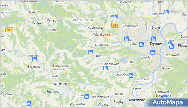 mapa Łubno gmina Dynów, Łubno gmina Dynów na mapie Targeo