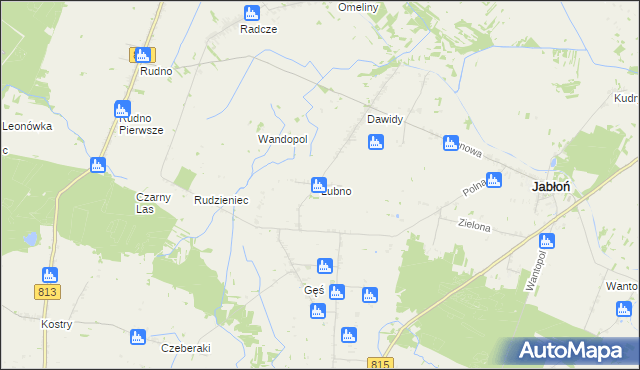 mapa Łubno gmina Jabłoń, Łubno gmina Jabłoń na mapie Targeo