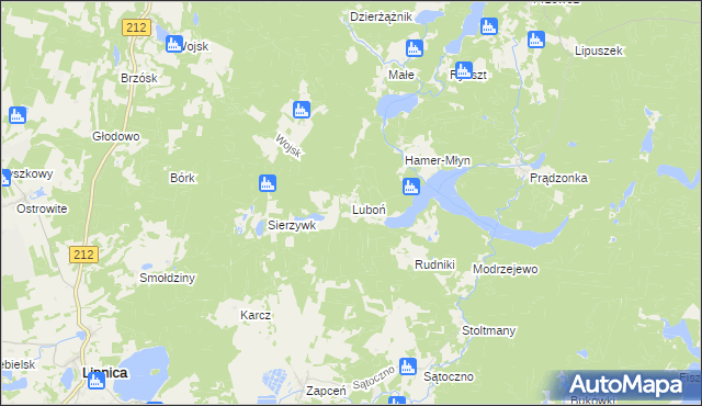 mapa Luboń gmina Lipnica, Luboń gmina Lipnica na mapie Targeo