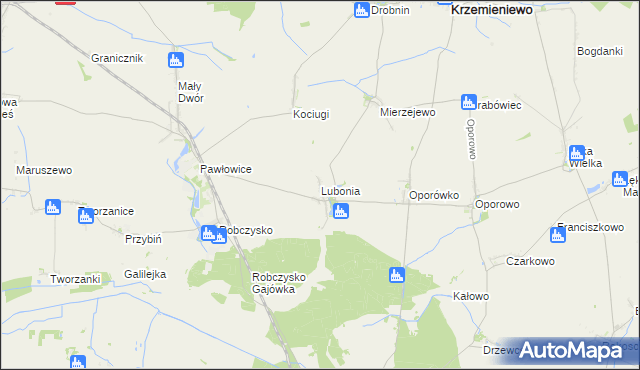 mapa Lubonia gmina Krzemieniewo, Lubonia gmina Krzemieniewo na mapie Targeo