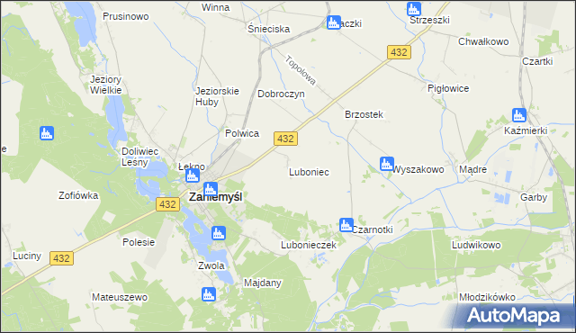 mapa Luboniec, Luboniec na mapie Targeo