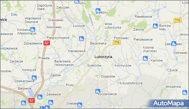 mapa Luborzyca, Luborzyca na mapie Targeo