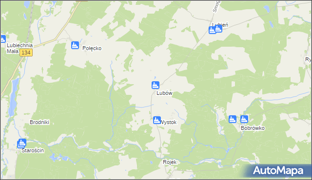 mapa Lubów gmina Torzym, Lubów gmina Torzym na mapie Targeo