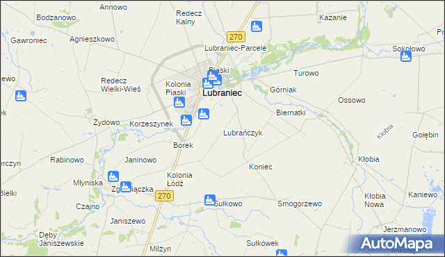 mapa Lubrańczyk, Lubrańczyk na mapie Targeo