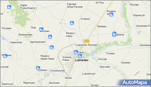 mapa Lubraniec-Parcele, Lubraniec-Parcele na mapie Targeo