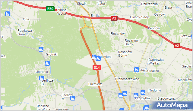 mapa Lućmierz-Ośrodek, Lućmierz-Ośrodek na mapie Targeo