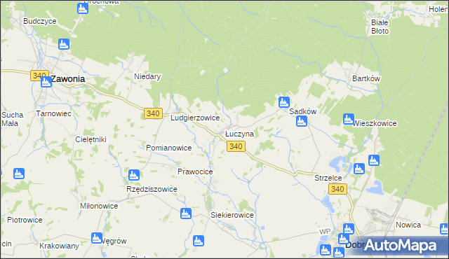 mapa Łuczyna, Łuczyna na mapie Targeo