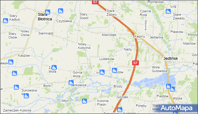 mapa Ludwików gmina Jedlińsk, Ludwików gmina Jedlińsk na mapie Targeo