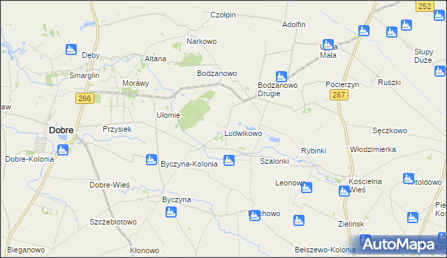 mapa Ludwikowo gmina Dobre, Ludwikowo gmina Dobre na mapie Targeo