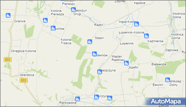 mapa Ludwinów gmina Borzechów, Ludwinów gmina Borzechów na mapie Targeo