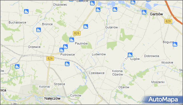 mapa Ludwinów gmina Nałęczów, Ludwinów gmina Nałęczów na mapie Targeo