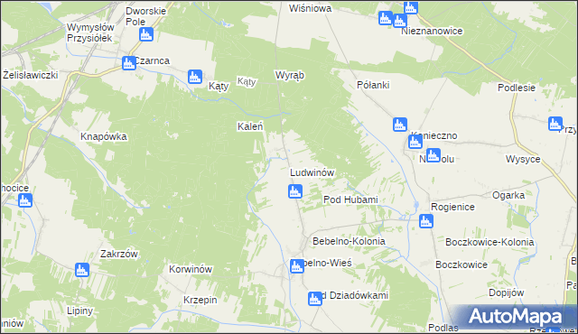 mapa Ludwinów gmina Włoszczowa, Ludwinów gmina Włoszczowa na mapie Targeo