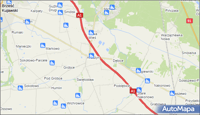 mapa Ludwinowo gmina Włocławek, Ludwinowo gmina Włocławek na mapie Targeo