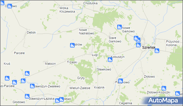 mapa Ługi gmina Szreńsk, Ługi gmina Szreńsk na mapie Targeo