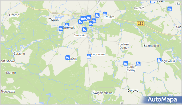 mapa Ługowina gmina Resko, Ługowina gmina Resko na mapie Targeo