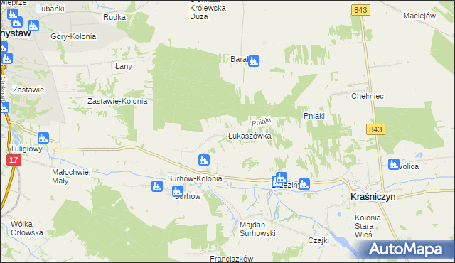 mapa Łukaszówka gmina Kraśniczyn, Łukaszówka gmina Kraśniczyn na mapie Targeo